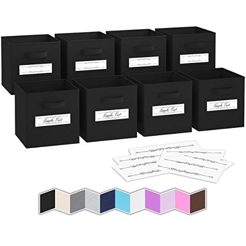 Storage Baskets Grey Storage Cubes - Foldable Fabric Closet Shelf Organizer Features Dual Handles & 10 Label Window Cards Drawer Organizers Storage Set of 8 Cube Storage Bins Royexe 